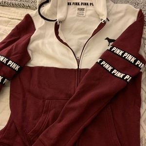 Victoria’s Secret PINK Zip-up maroon Sweatshirt